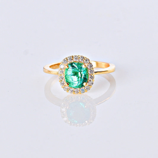 Abelia Emerald and Diamond Ring Size 6 1/4