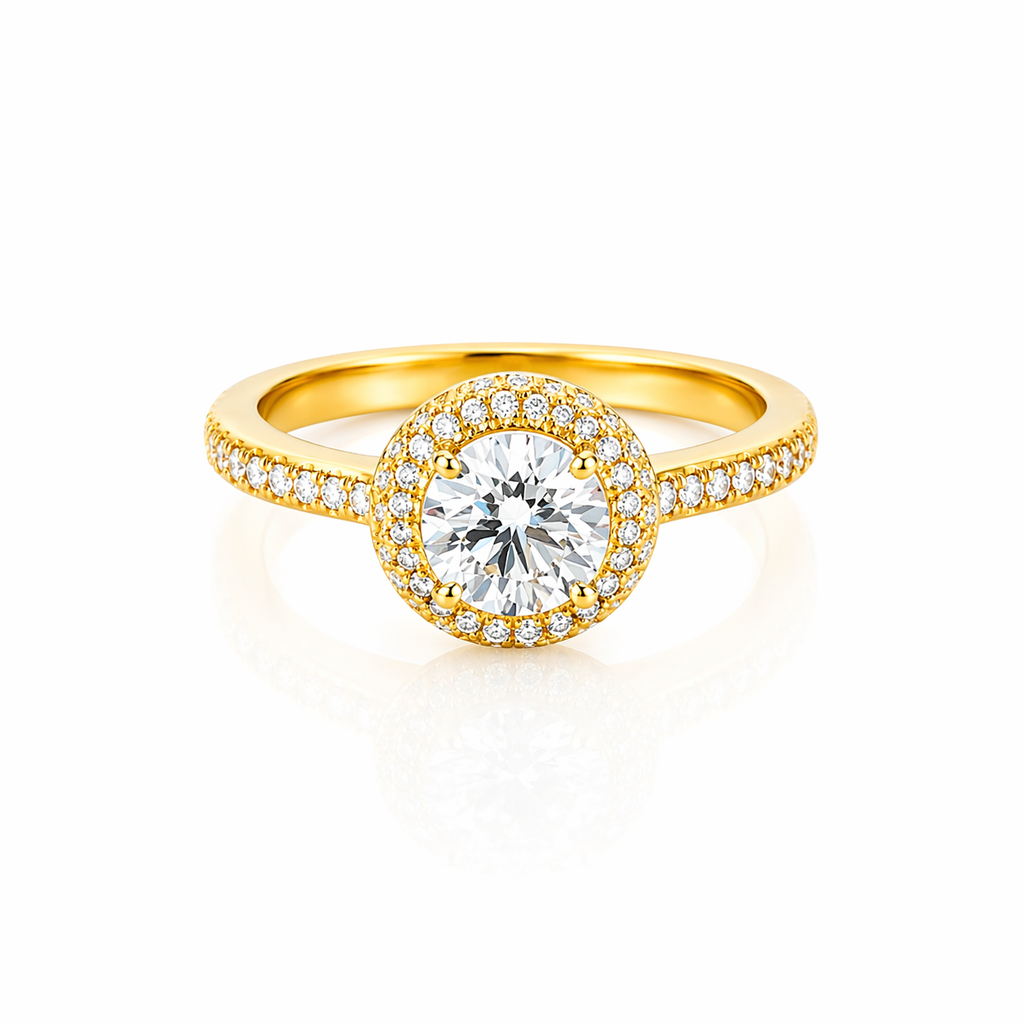 Golden Double Halo Ring