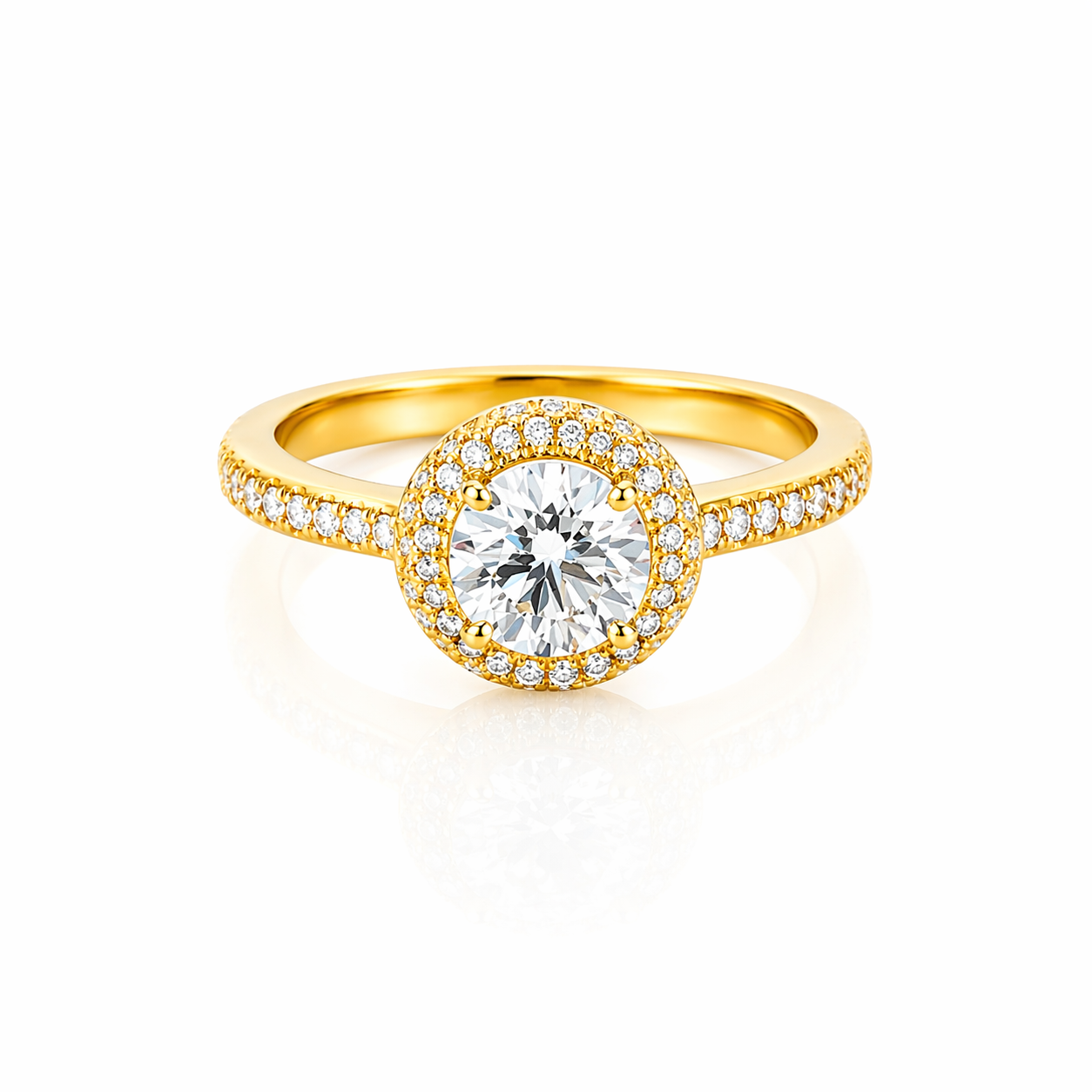 Golden Double Halo Ring