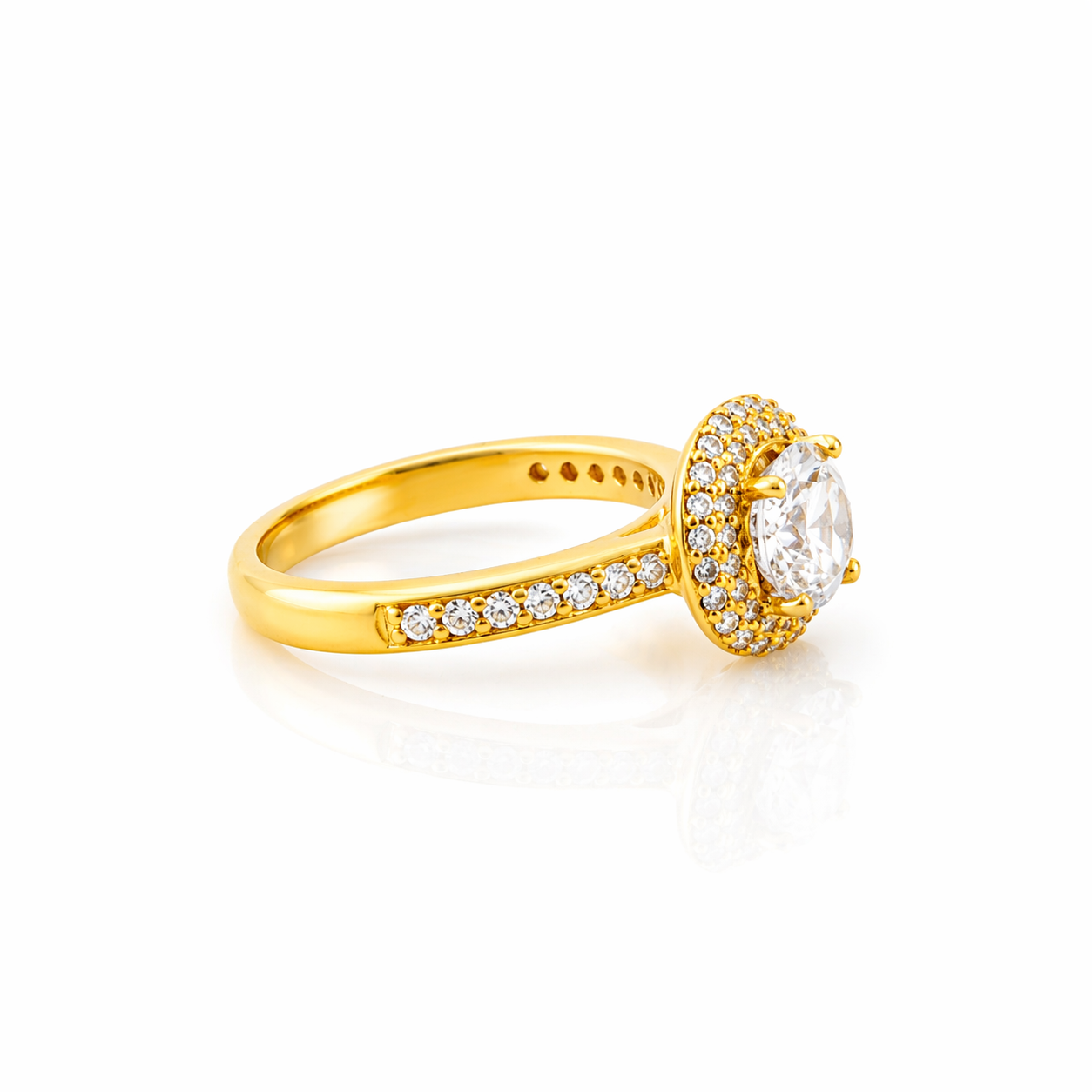 Golden Double Halo Ring