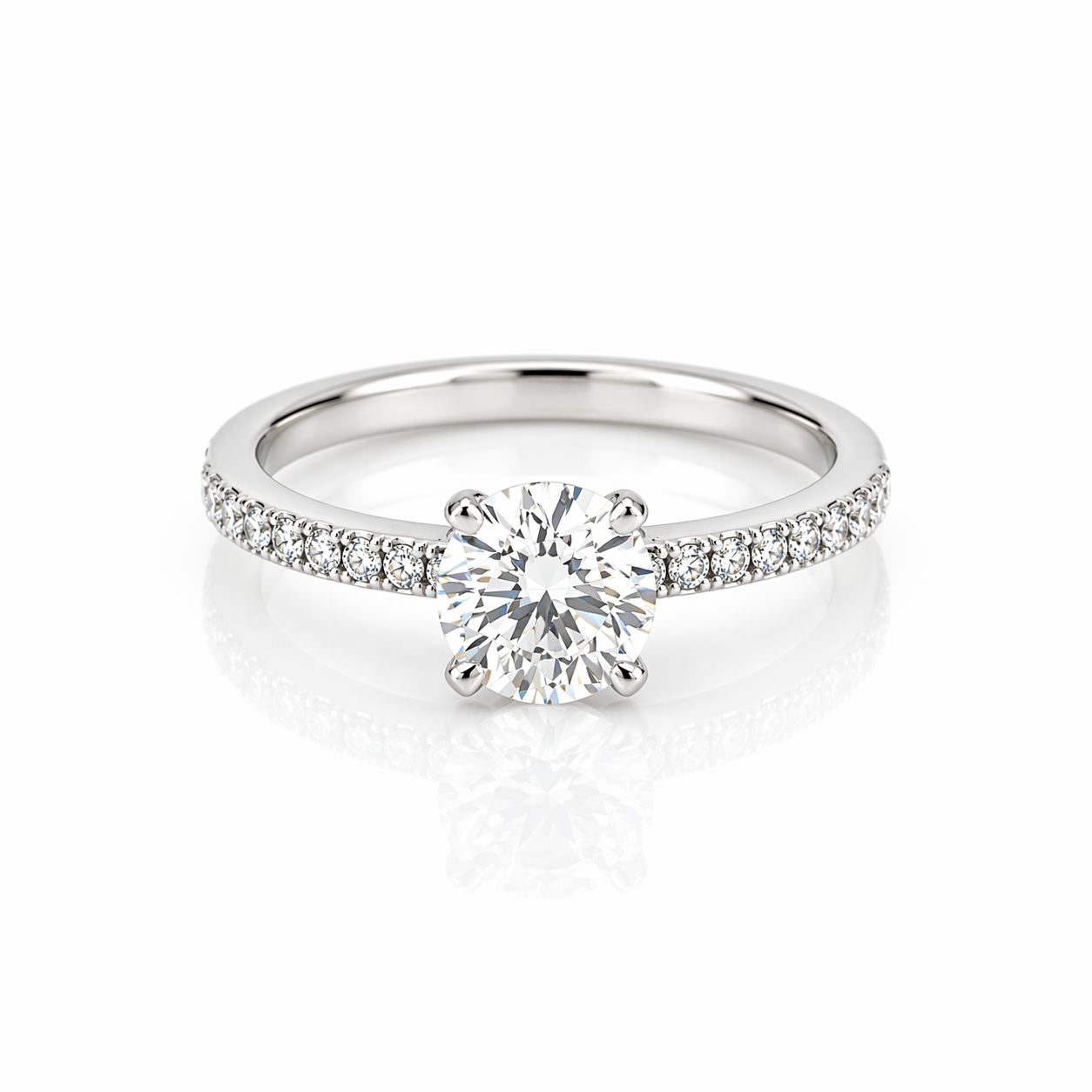Pavé Solitaire Engagement Ring