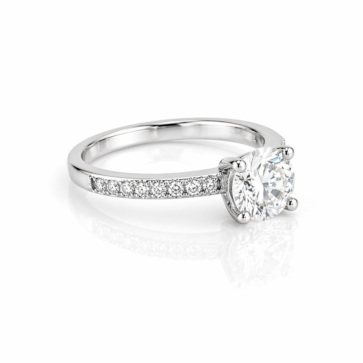 Pavé Solitaire Engagement Ring