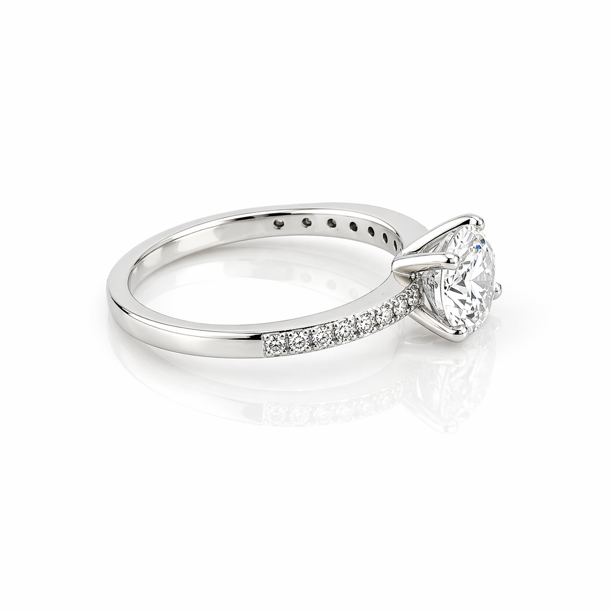 Pavé Solitaire Engagement Ring