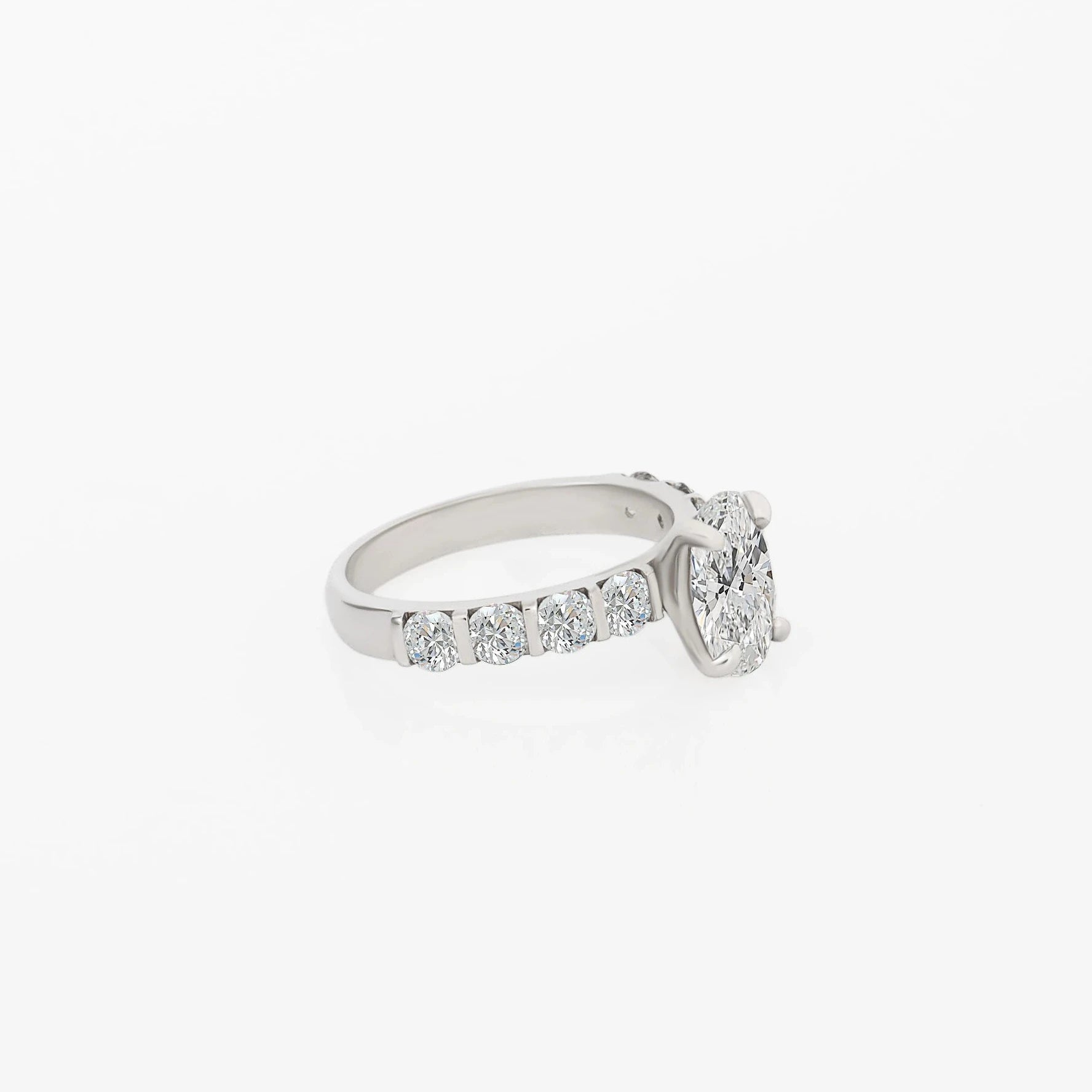 Oval Engagement Ring – Channel Set Band