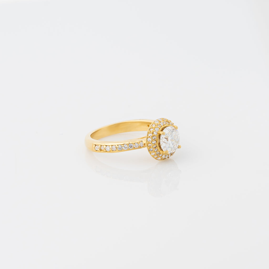 Golden Double Halo Ring