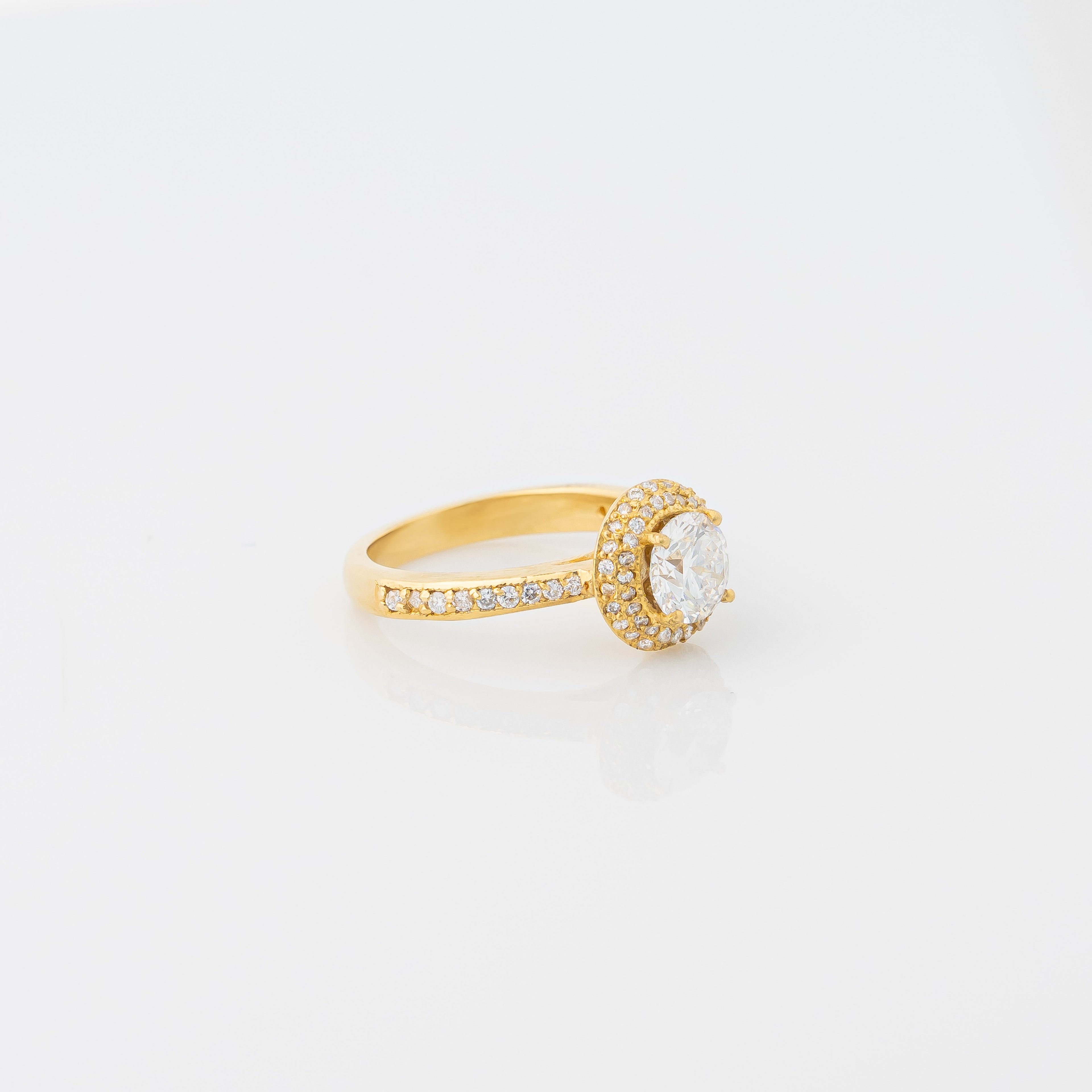 Golden Double Halo Ring