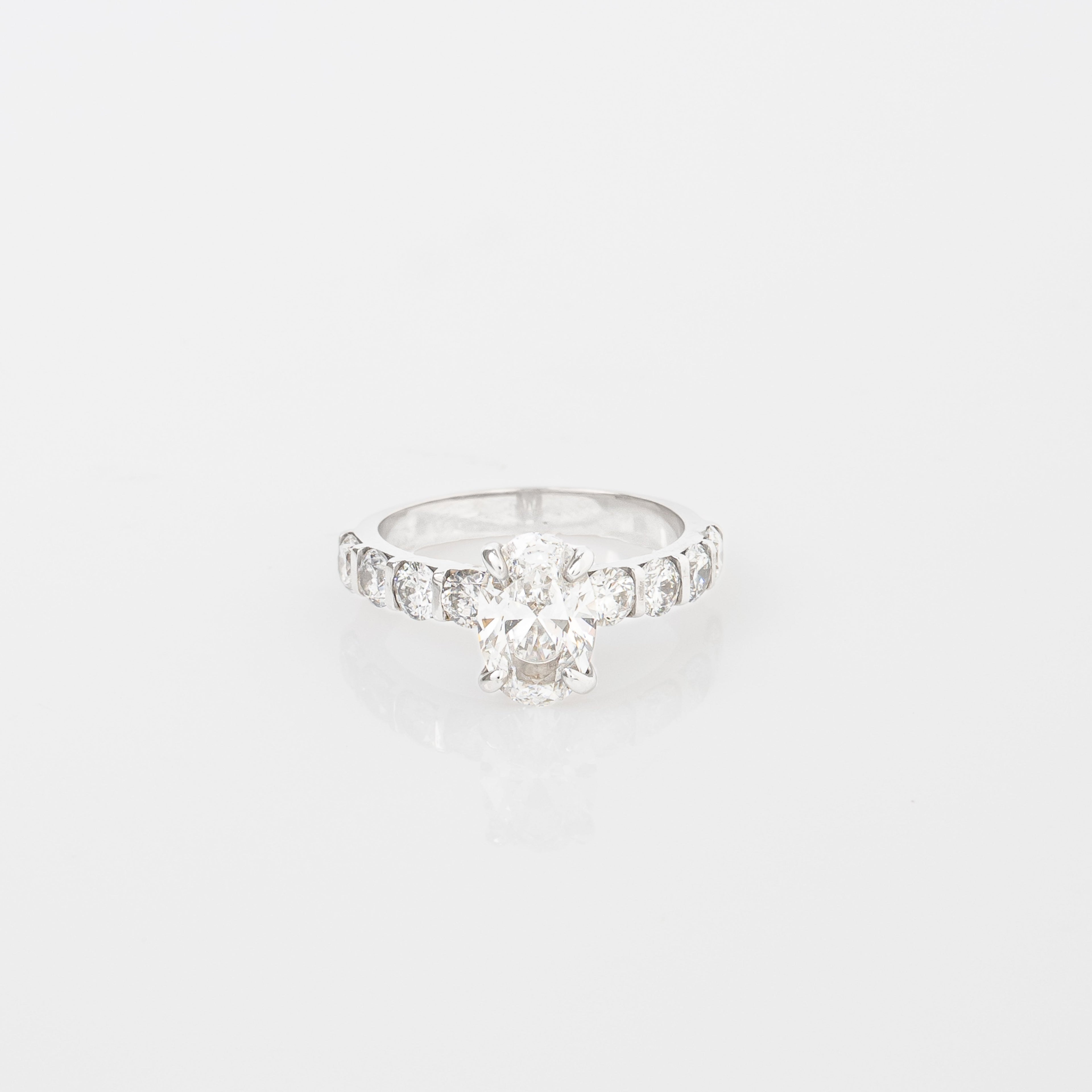 Oval Engagement Ring – Channel Set Band