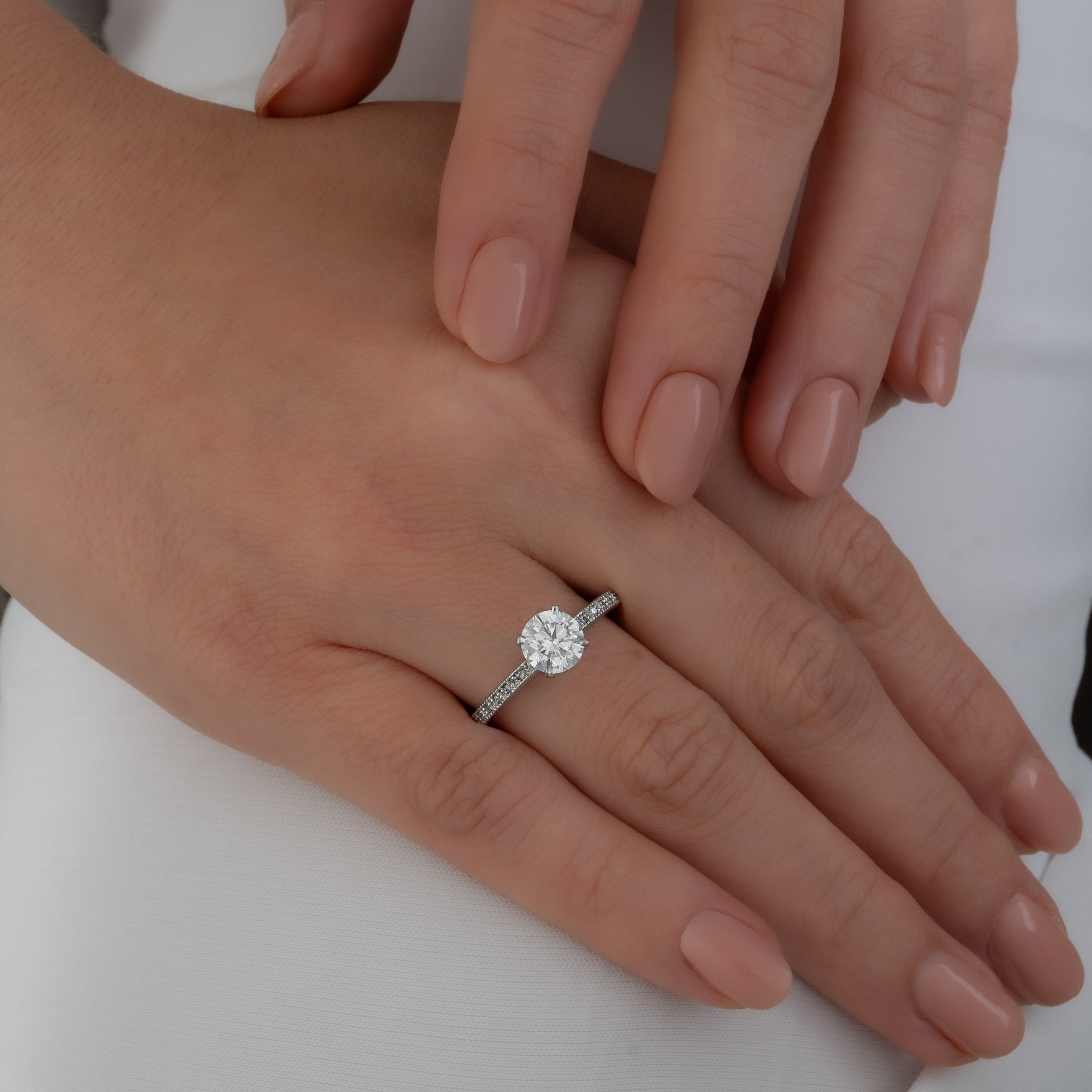 Pavé Solitaire Engagement Ring