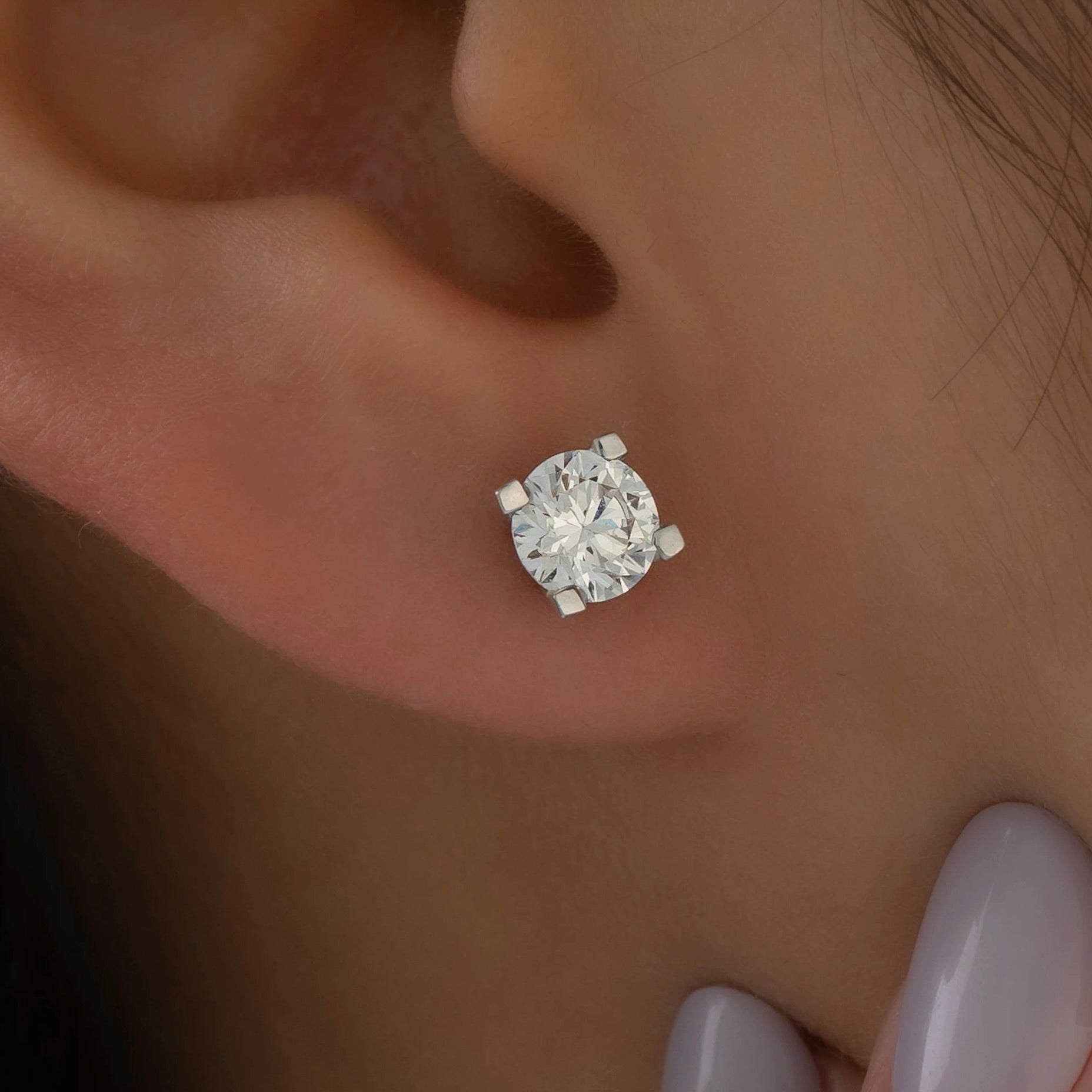 Round Brilliant Solitaire Studs – 0.75ct Each