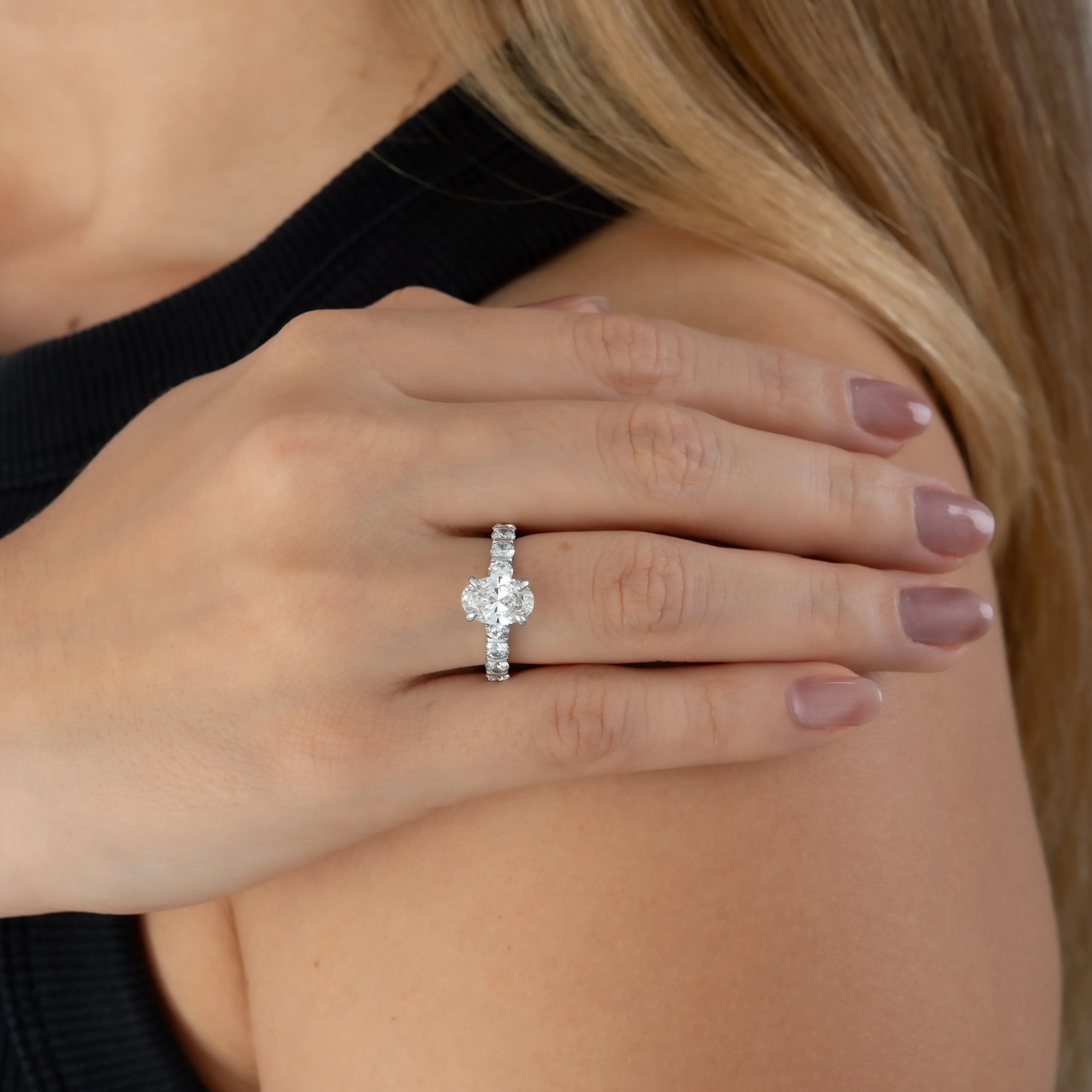 Oval Engagement Ring – Channel Set Band